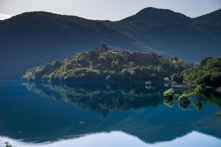 Garfagnana, Tuscany, Italy - Vagli di Sotto village on Lago di Vagli, Vagli lake