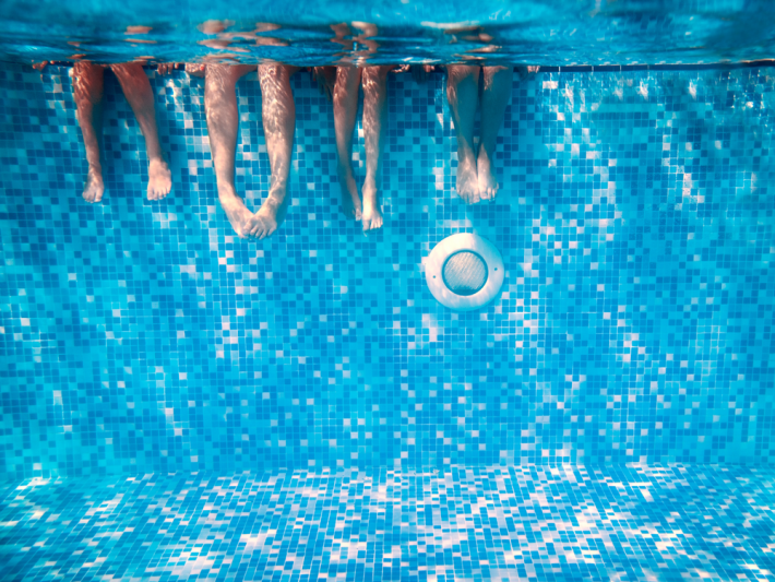 Family in the pool