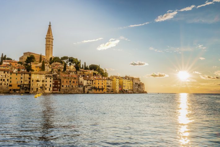 Old town of Rovinj Croatia during sunset