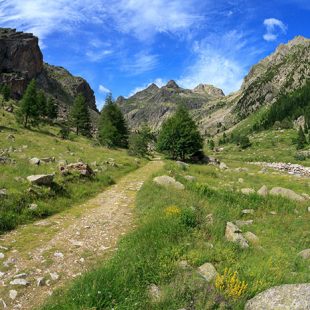 Hiking trail in the Vallee des Merveilles in the south of France