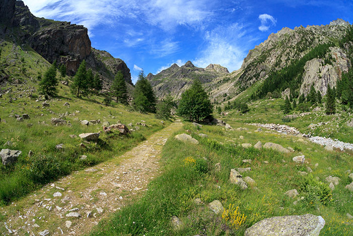 Hiking trail in the Vallee des Merveilles in the south of France