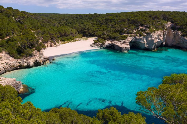 Cala Mitjana y Mitjaneta in Menorca Ciutadella at Balearic Islands