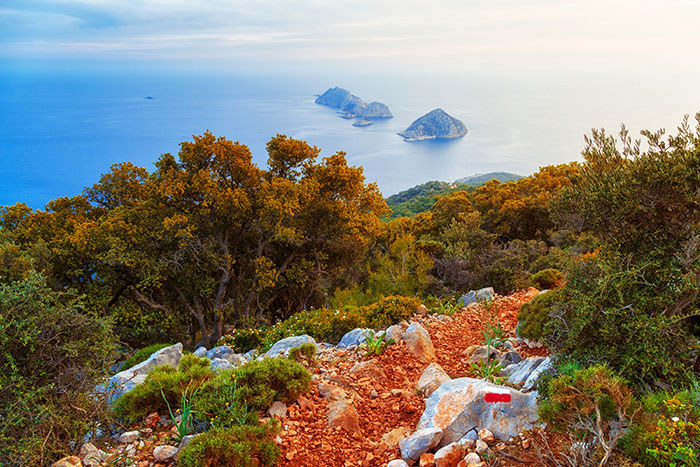 Top view from touristic hiking trail, Lycian way