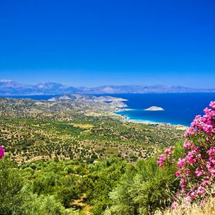 Turquoise water of bay on Crete, Greece