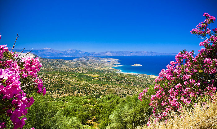 Turquoise water of bay on Crete, Greece