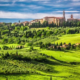 Town of Pienza at sunset, Tuscany