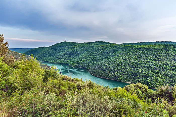 Limski Kanal (Limski Fjord) in Istria near Rovinj. Adriatic Sea, Croatia.