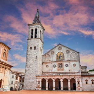 Spoleto, Umbria, Italy: the medieval cathedral of Santa Maria Assunta, example of Romanesque architecture