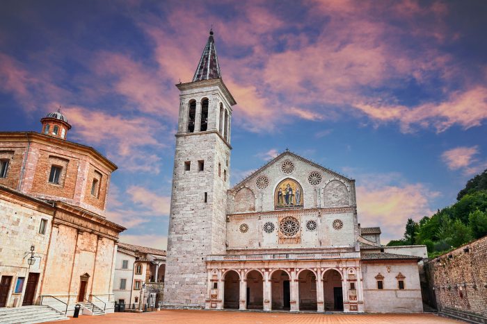 Spoleto, Umbria, Italy: the medieval cathedral of Santa Maria Assunta, example of Romanesque architecture