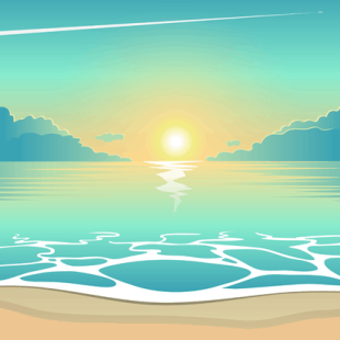 Sunset over beach illustration